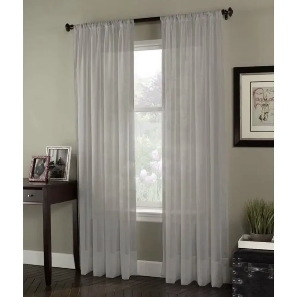 Curtainworks | Purple Platinum Voile Rod Pocket 59” x 108” Curtains Set Of 3